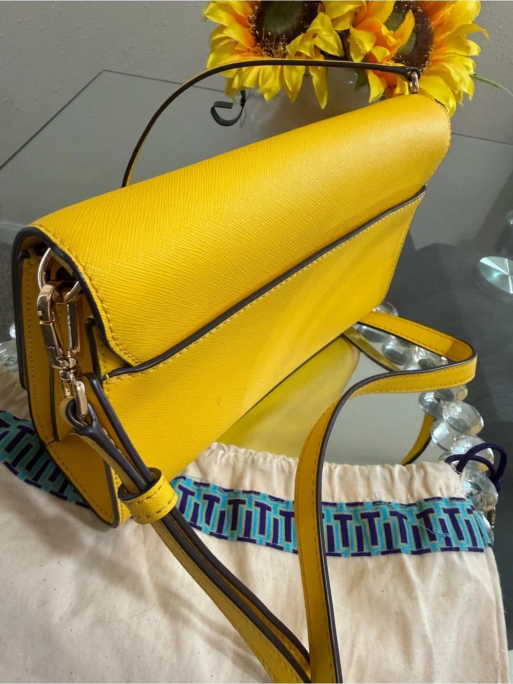 Tory Burch Bright Yellow Saffiano Crossbody Bag